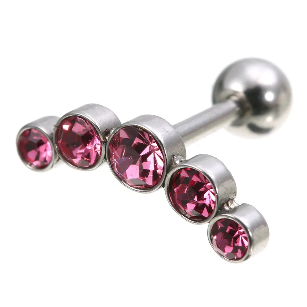 1PC Surgical Steel CZ Crystal Tragus Barbell Stud Cartilage Helix Upper Ear Stud Earring Women Body Piercing Jewelry Shellhard