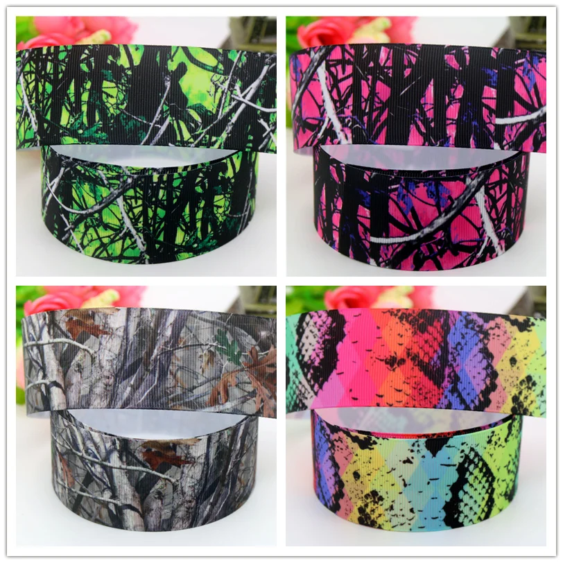 DUWES 1 5 ''Бесплатная доставка Камо дерево змеи цвета печатных grosgrain ленты hairbow
