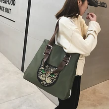 Новинка, удобная сумка для путешествий в Корейском стиле, дамская сумка с изображением головы кошки и пайетками, вместительная сумка через плечо