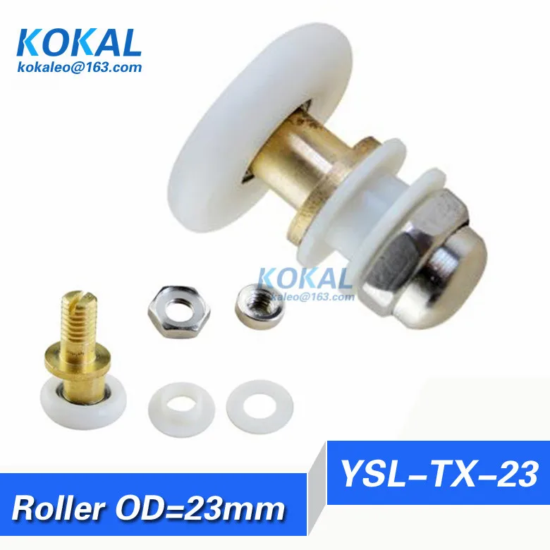 [YSL-TX-23] Free Shipping 8PCS low noise copper ball bearing bathroom fittings roller OD23mm wheel nylon coated pulley | Обустройство