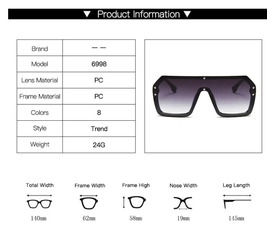 One Piece Sunglasses Square Men Half Metal 2019 Summer Style Oversized Sun Glasses for Women Large Candy Colors Sunglasses