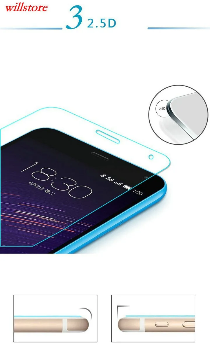 9H Tempered Glass Screen Protector Guard BAG for Meizu M2 Note Meizu M1 Mini GLASS Film meizu phone case with stones craft