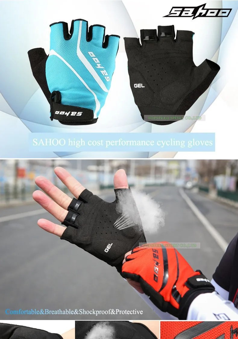 SAHOO летние велосипедные перчатки с открытыми пальцами Гелевые перчатки для горного велосипеда унисекс черные красные синие дышащие спортивные перчатки Guantes Ciclismo