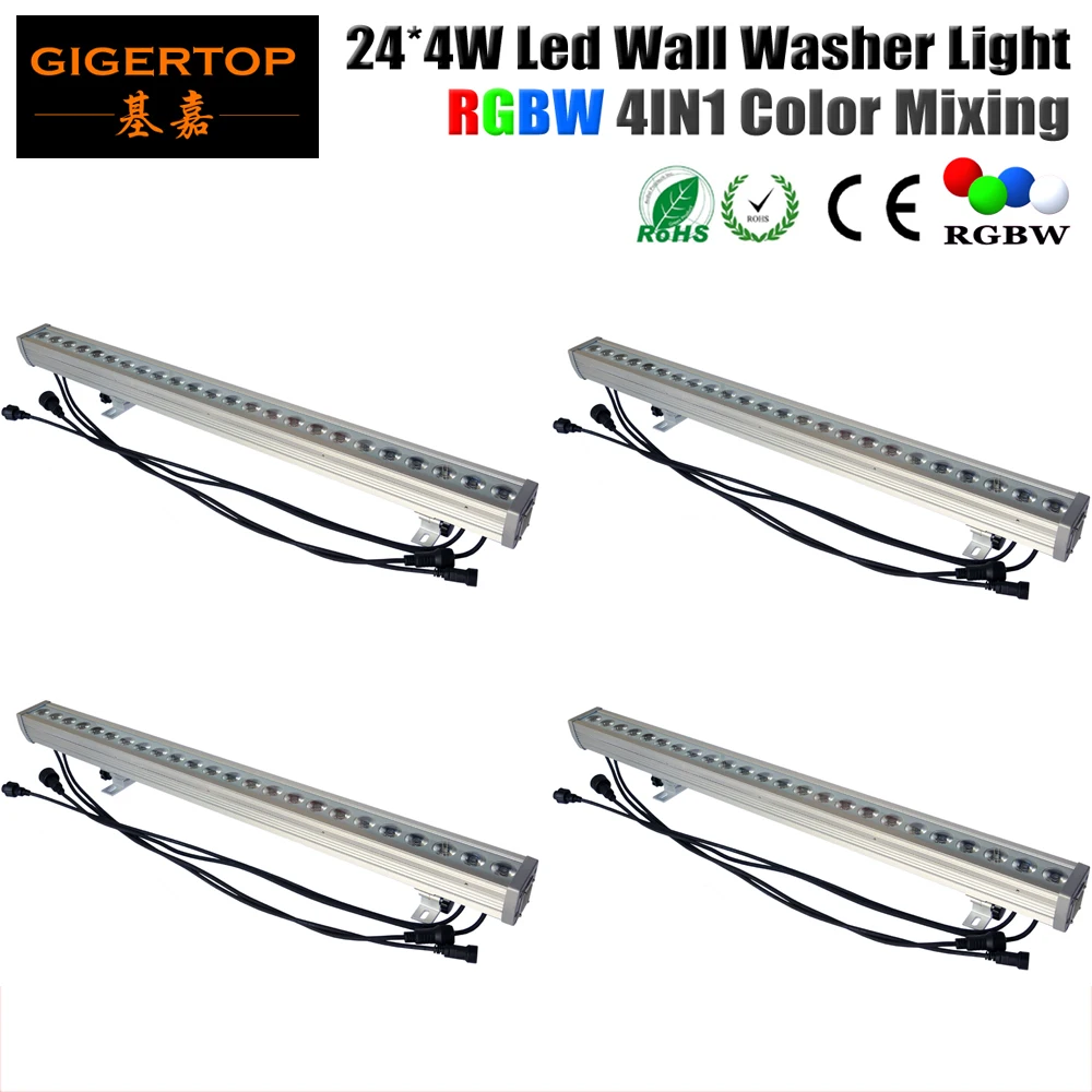 

New Function 4Pcs/Lot 24x4W 4in1 Outdoor Led Wall Washer Light RGBW Led Bar Light DMX Mode,Led Stage Light RGBW 90V-240V