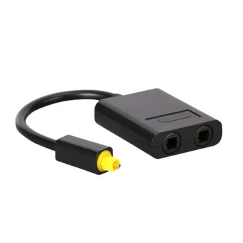 

10pcs/lot CY Dual Port Toslink Digital Optical Audio Splitter Adapter Fiber Optic Audio Cable 1 In 2 Out Black Color