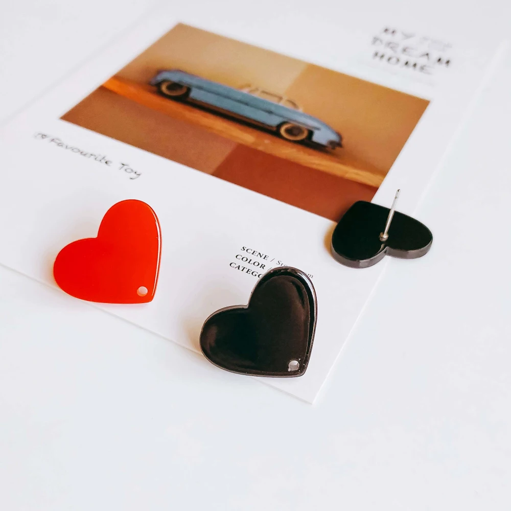 Сердце смолы пластиковые запонки Серьги компоненты серьга простой стиль для женщин DIY ювелирных интимные аксессуары материалы ручной