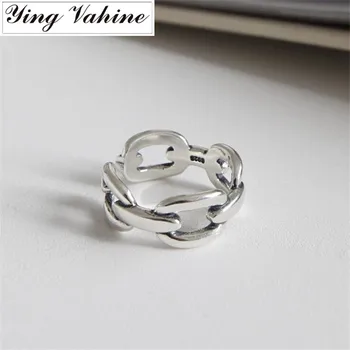 

ying Vahine New Ring 925 Sterling Silver Vintage Chain Open Rings for Women anillos plata 925 para mujer