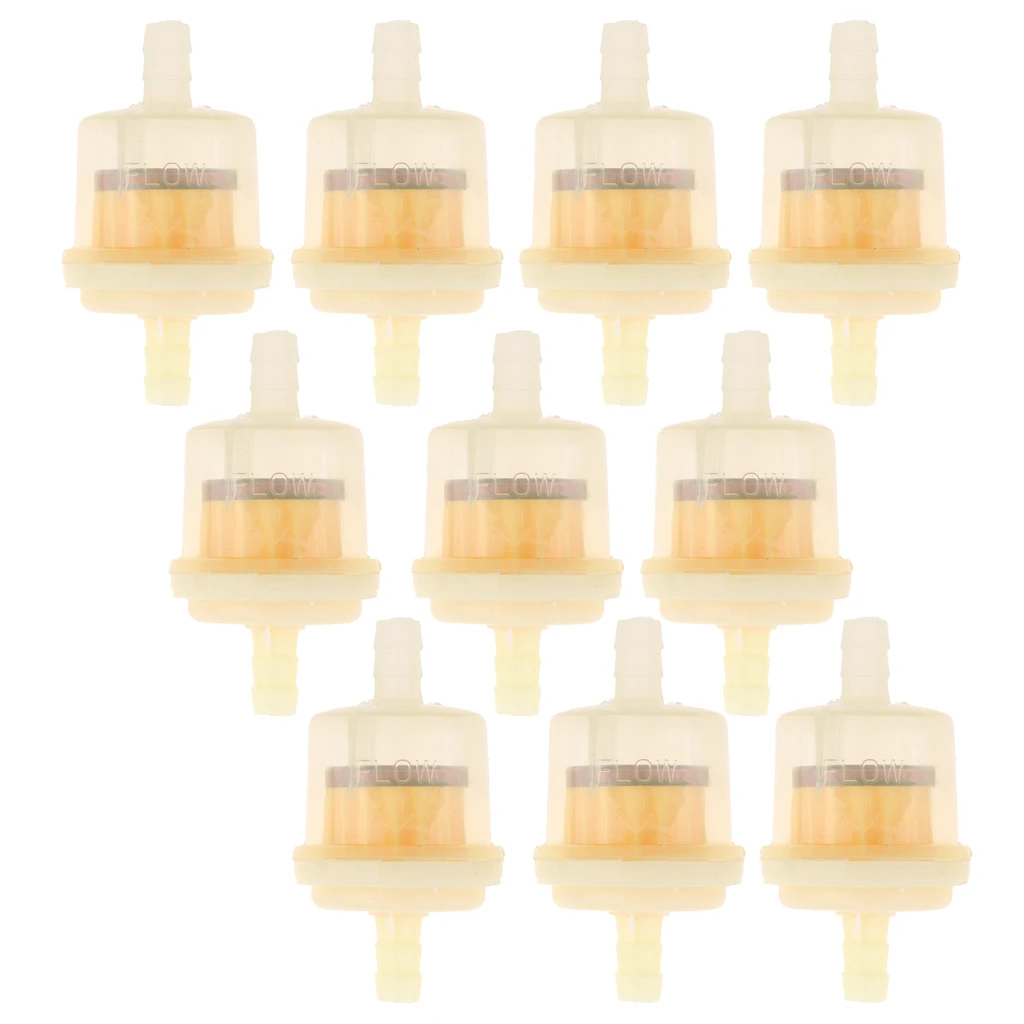 10 x High-quality Universal Plastic Motorcycle Fuel Filter Gas Strainer for 5/16 6mm 8mm Line Fuel Pipes  Yellow