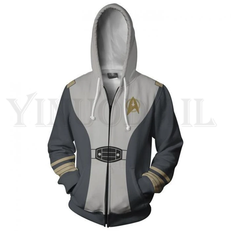 

Men and Women Zip Up Hoodies Star Trek Discovery Uniform Hooded Jacket Captain Suit Sweatshirt Fans Streetwear Cosplay Costume