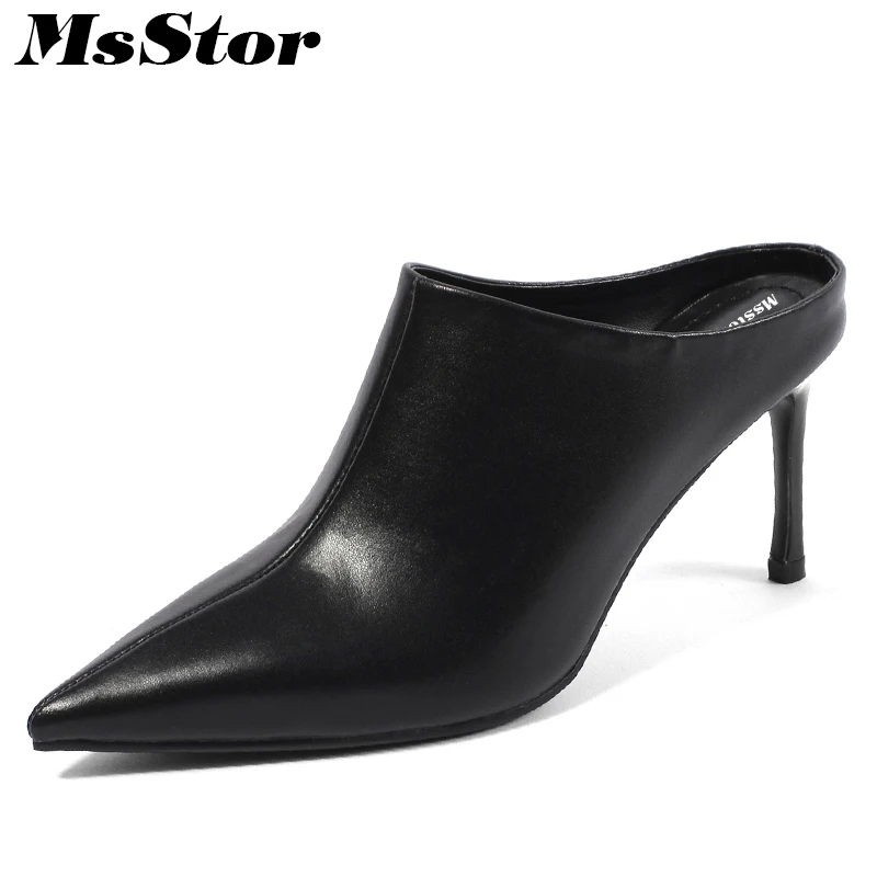 

MsStor Pointed Toe Thin Heels Women Sandals Fashion Concise Elegant Ladies High Heels Sandals 2018 Summer Women High Heel Sandal