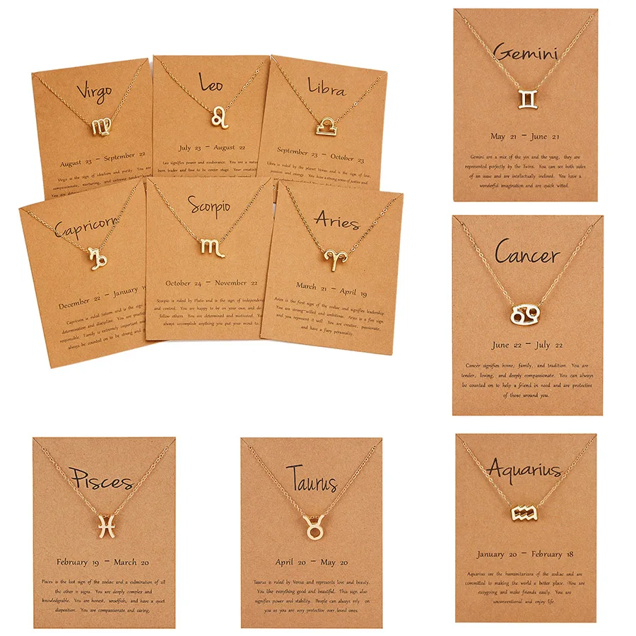

12 Zodiac Sign Constellations Pendants Necklaces For Women Men Male Gold Color Necklaces Jewelry Fashion Birthday Gifts