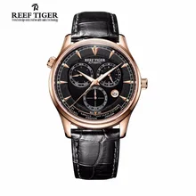 Reef Tiger/RT Designer Hommes de Montre avec Le Temps Du Monde Date Or Rose Montre Automatique RGA1951