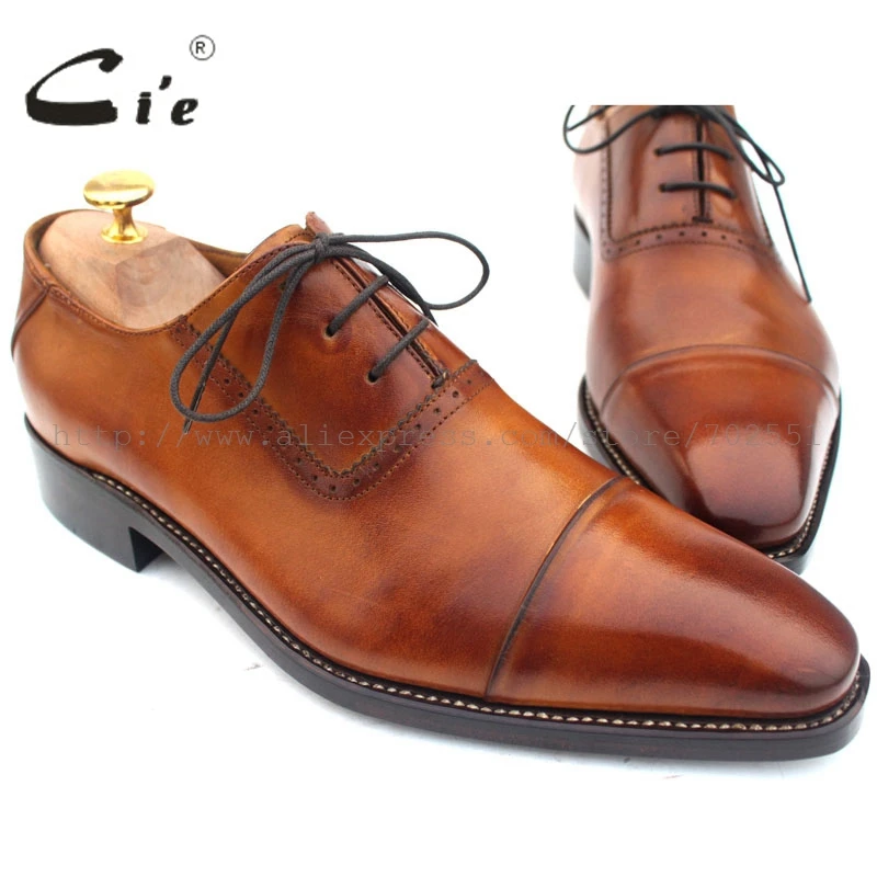 

cie Pointed Cap Toe Lace-Up Patina Brown 100%Genuine Men Shoes Calf Leather UpperInsole/Outsole Breathable OX211 GOODYEAR Welted