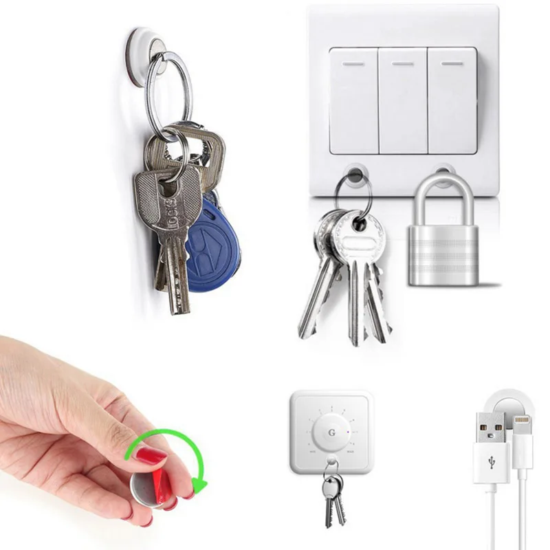 

6pcs/pack Simple Magnetic Hook Magnet Key Holder Keychain Ring Key Racks Built-in Strong Magnetic Storage Patch Easy Installed