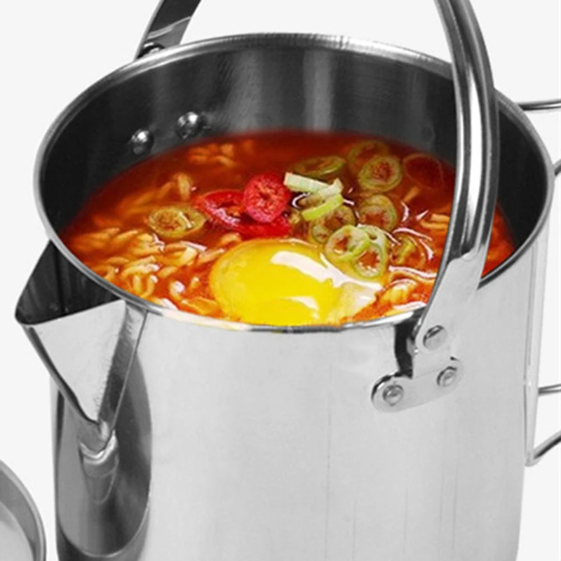 1.2L calderas de acero inoxidable al aire libre Portable hervir agua colgando olla caliente sopa de café vajilla para Camping montañismo 0,2
