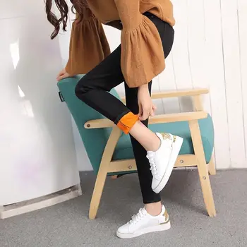 

Hiawatha 2018 Winter High Waist Thick Velvet Jeans Women Slim Stretch Denim Trouser Plus Size Pencil Pants 25-32