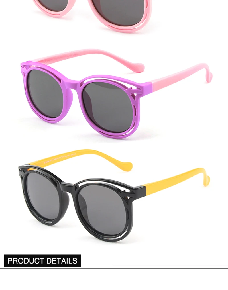 Psacss круглые винтажные Поляризованные солнцезащитные очки для детей, для девочек и мальчиков, Детские милые силиконовые оправы, брендовые солнцезащитные очки Gafas Infantil