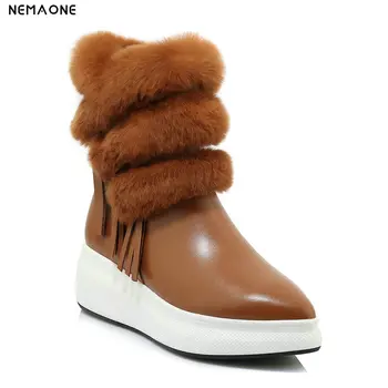 

NemaoNe New Arrival 100% Real Fur Classic Mujer Botas Waterproof Genuine Leather Snow Boots Winter Shoes for Women