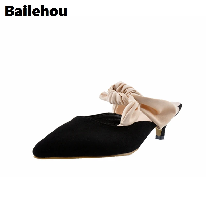 

Bailehou Fashion Pumps Women Shoes Catwalk Heels Slip-On Casual Shoes Sexy Pointed Tod Mules Shoes Thin Heels Lacing Office