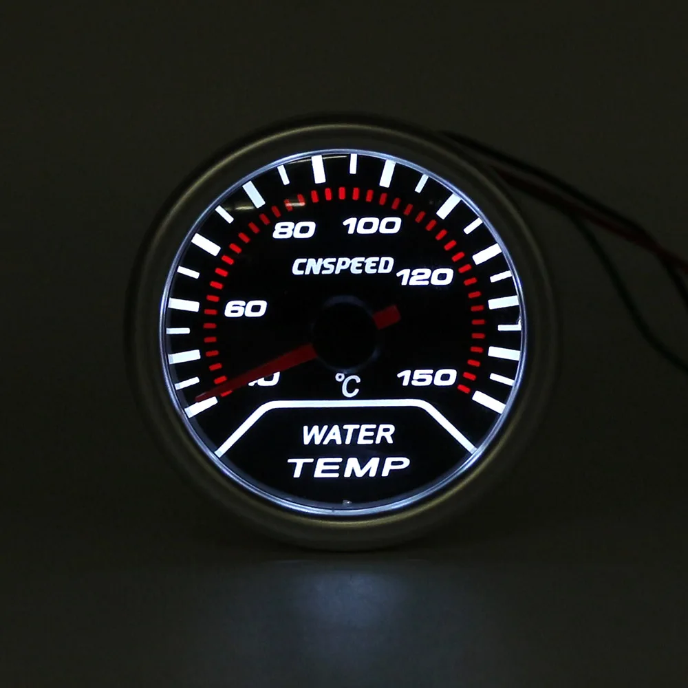 CNSPEED " 52 мм 12 В Авто Датчик температуры воды 40-150C с датчиком NPT1/8 Автомобильный измеритель температуры воды дымовая линза Белый светодиодный дисплей