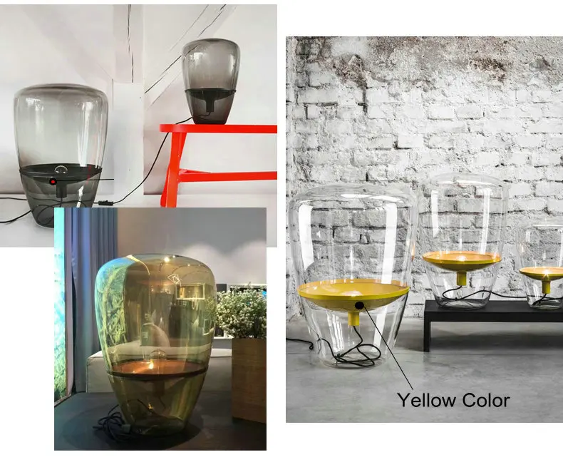 Дизайнерский Янтарный стол из прозрачного стекла, лампы для спальни, гостиной, Декор, блеск E27, Светодиодный настольный светильник, стеклянный напольный светильник