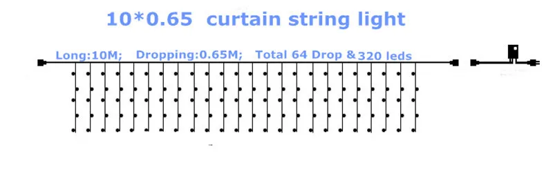 Водопад открытый 10 м x 0,65 м 320 светодиодный Сказочный светильник для занавесок Рождественский свадебный фон вечерние светильник для украшения сада
