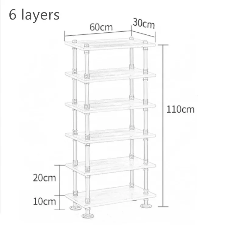 Промышленные деревенский Ретро Городской железной трубы пол хранения стенд твердой древесины Многослойные стойки книжная полка тяжелых - Цвет: 6 Layers