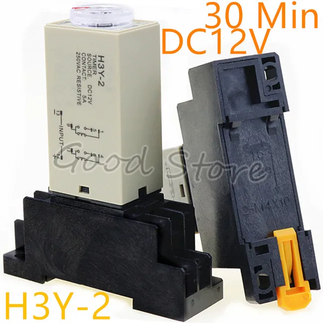 

1SET H3Y-2 30MIN 12V Small time relay power on time delay silver point