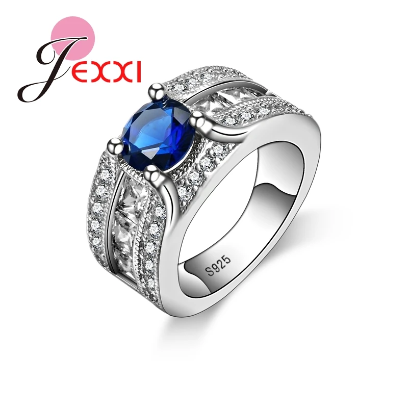 Royal Blue Rings 925 Sterling Silver Elegant Rings For Women Fashion