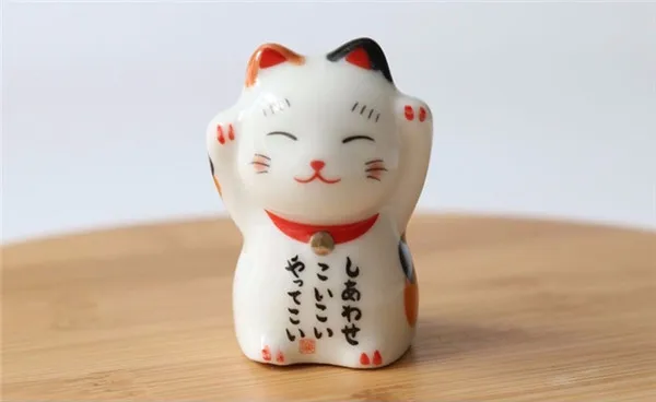 Plutus Lucky Wealth Cats Ceramic Chopsticks Rest Stand Rack Fruit Plate 6pcs - 9