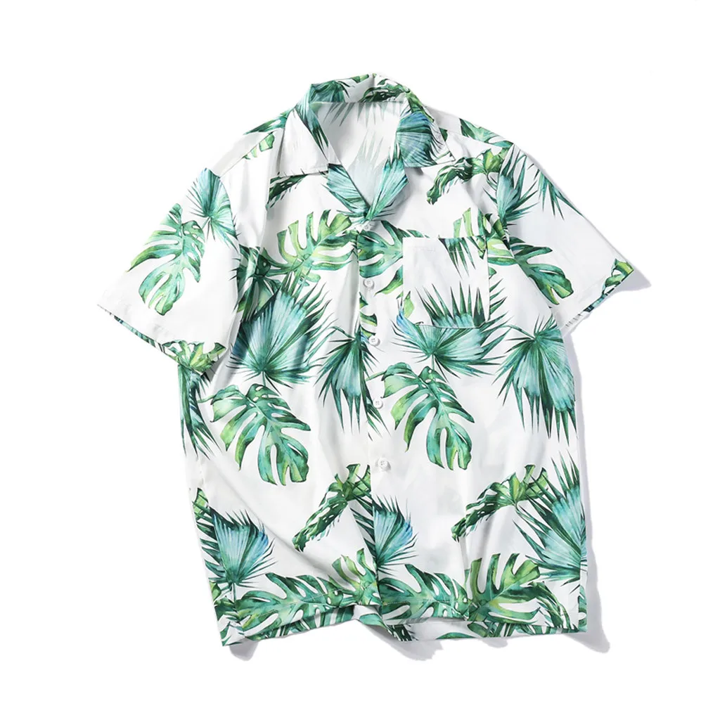 Новые мужские рубашки мужские летние модные рубашки повседневные с коротким рукавом пляжный Топы Свободная Повседневная блуза Блузки Топ Blusa