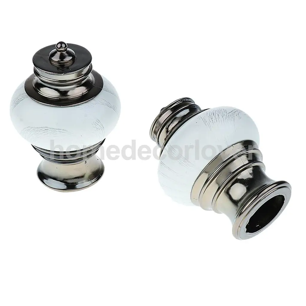2PCS Window Curtain Drapery Rod/Pole End Cap Rod Head Cap for Curtain Poles with 28mm Inner Dia	