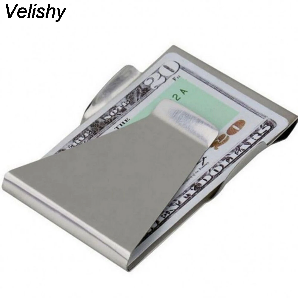 Velishy 1PC new clamp for money New dollar cash clip stainless Steel metal money clip durable
