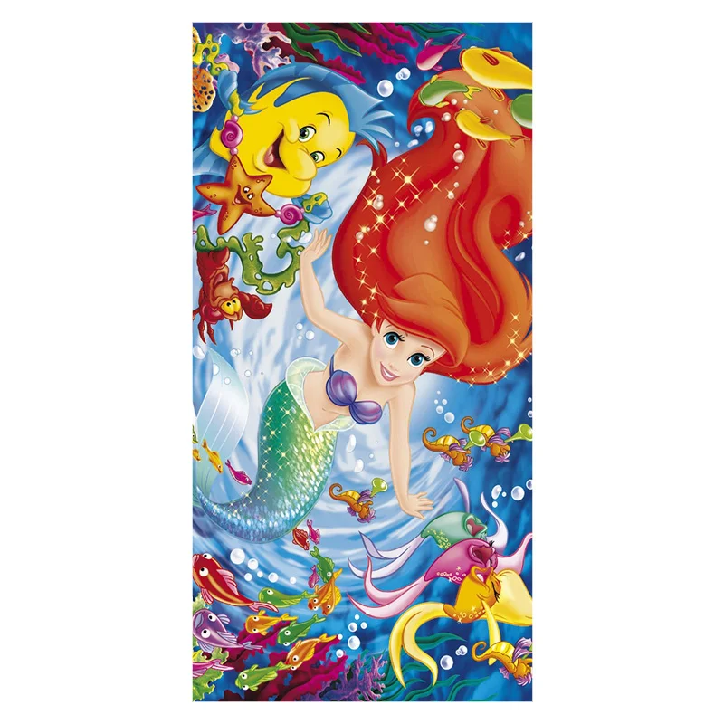 

Little Mermaid Pattern Multifunctional Use Baby Bath Towels Women Hand Face Hair Drying Soft Bamboo Fiber Towel 35*70cm