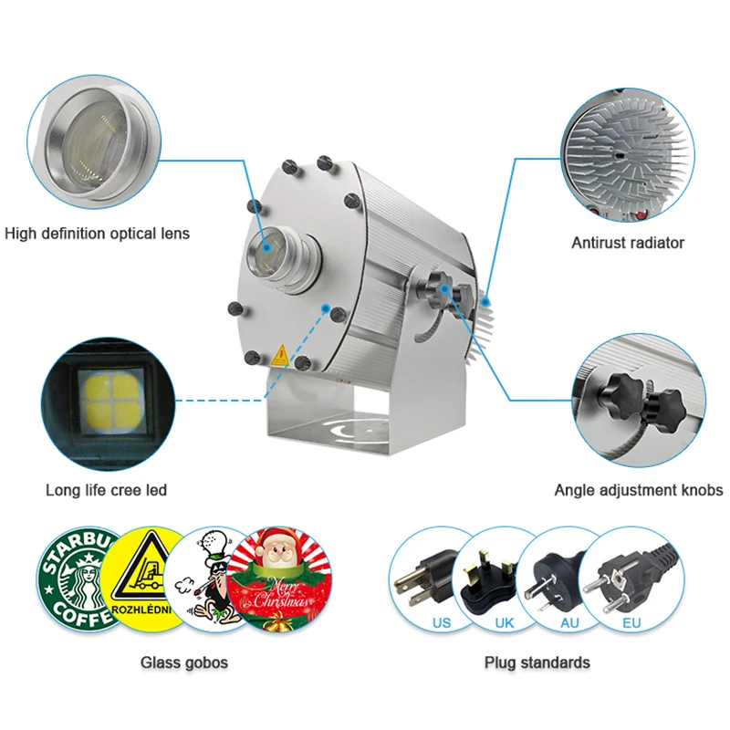 27 м расстояние Гобо проектор Открытый 80 Вт водонепроницаемый рекламный проекционный светильник 4 изображения вращение маркетинг и реклама