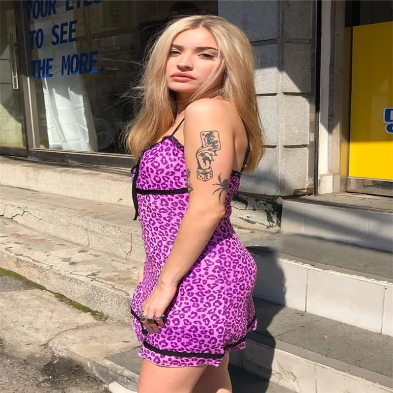 2019 женский леопардовый принт спинки бретели для нижнего белья кружево Bodycon мини
