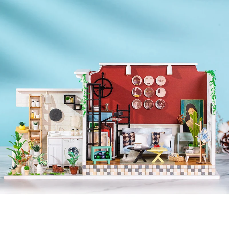 ZWX107 маленький старый порт девочка DIY Кукольный дом 30*12*16,2 см старый порт девочка ручной работы модель кукольного домика детские игрушки подарок
