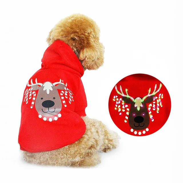 Christmas style LED light pet dog clothes Pet Dog Winter Warm Coat pet