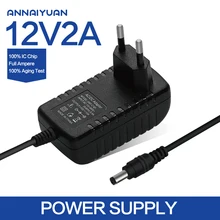 1ชิ้น12V2A AC 100โวลต์-240โวลต์อะแดปเตอร์แปลงDC 12โวลต์2A 2000mAพาวเวอร์ซัพพลายของสหภาพยุโรปเสียบ5.5มิลลิเมตรx 2.1-2.5มิลลิเมตรสำหรับLEDกล้องวงจรปิด