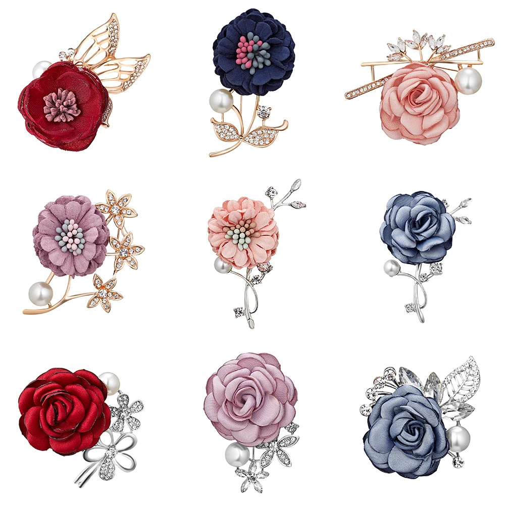 

Rinhoo Colorful Cloth Flower Pin Brooch wedding For Women Elegant Fashion Corsage Vintage Jewelry Accessories Birthday Gift Bow