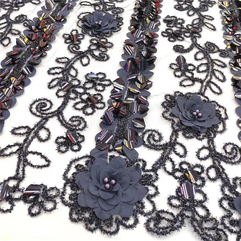 

2019 High Quality 3d lace African Lace Fabric with Beads Nigerian Lace Fabric For Women Latest design French Lace Fabric
