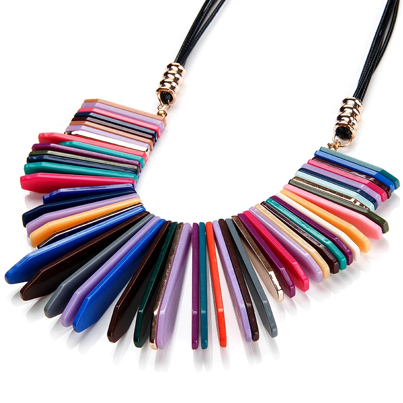 

2018 High Quality New Vintage Gold Color Trendy Multi Color Choker Maxi Necklace Women Statement Jewelry
