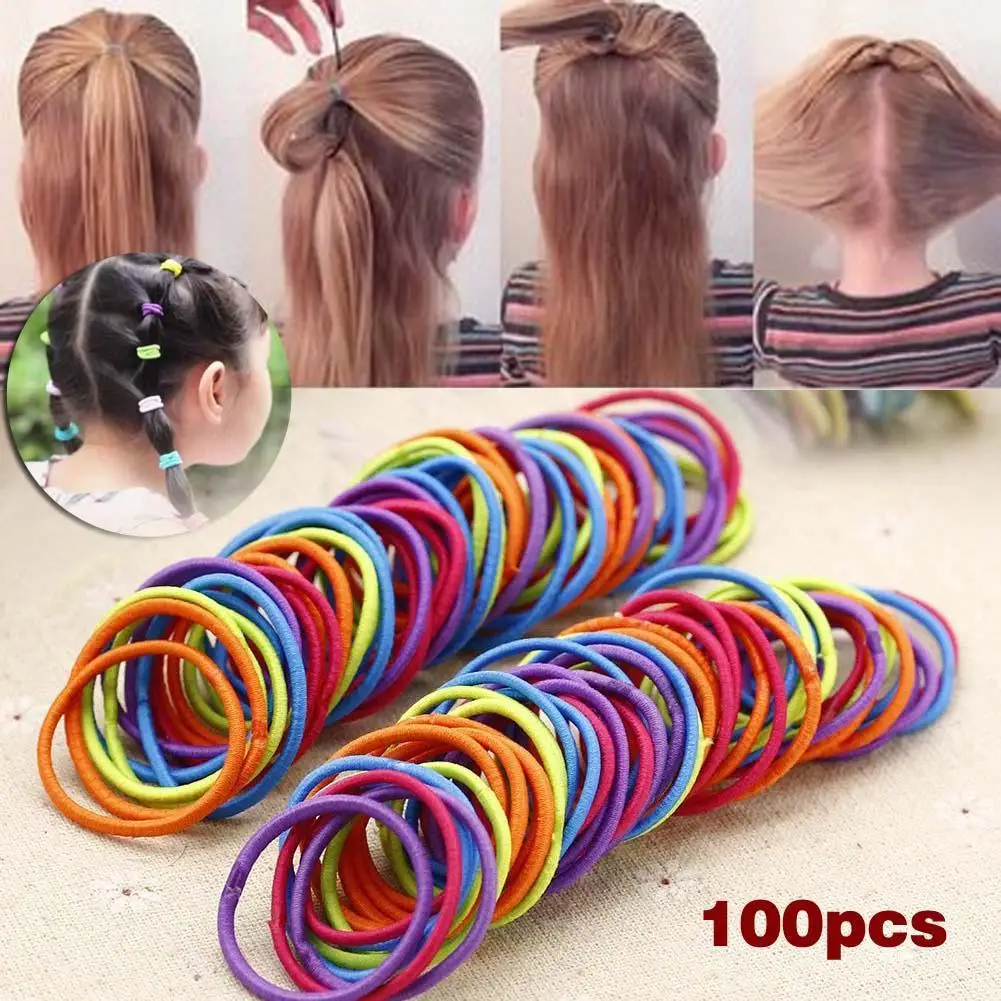 Buy 100 Pcs Kids Girl Elastic Hair Bands Ponytail