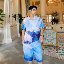 Мужские летние рубашки с коротким рукавом и принтом, комбинезоны, штаны для мужчин и женщин, уличная одежда, брюки в стиле хип-хоп, Свободные повседневные Комбинезоны, одежда для влюбленных