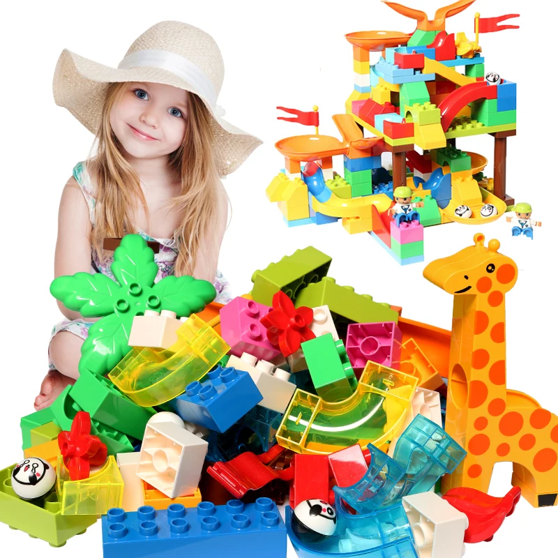 

KACUU Big Size DIY City Building Blocks Accessories Tube Track Ball Slide Bulk Parts Compatible With Legoing Duploe Brick Toys