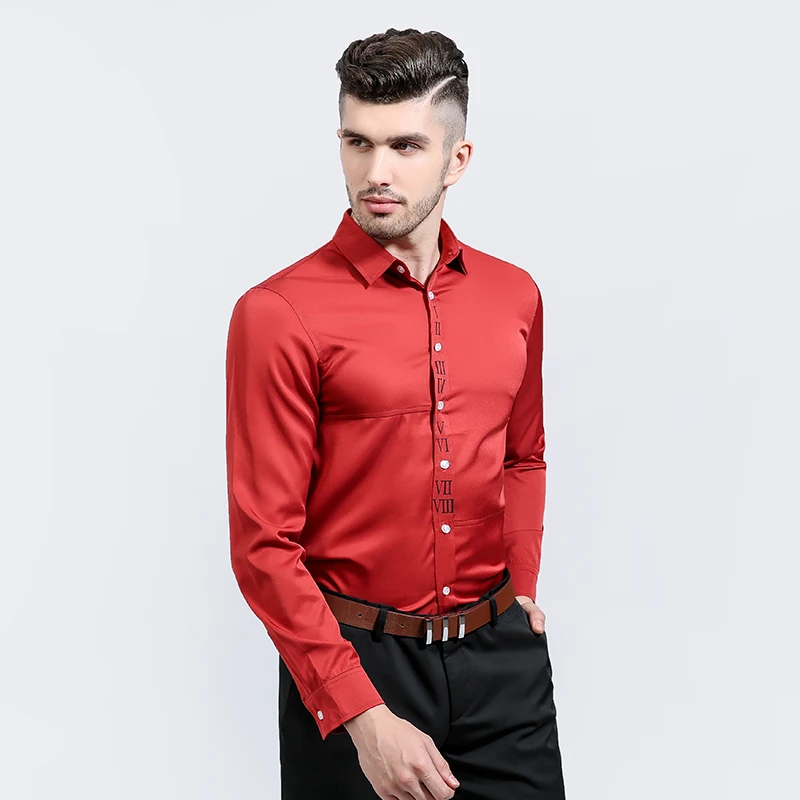 Men's Going out Casual/Daily Simple Spring Fall Shirt,Solid Shirt