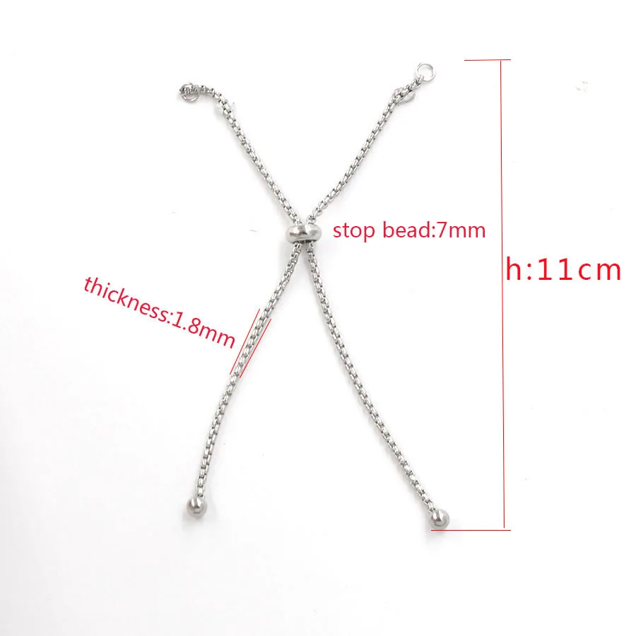 Jaymaxi 1,8 мм шкатулка с изменяемыми отсеками цепь из нержавеющей стали слайдер/слайдер цепь для украшения ожерелье браслет 11 см 10 шт./партия