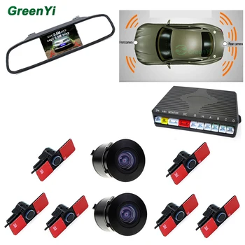 

Parking Assistance Video Reverse Parking Sensor Car Trajectory Reversing Rearview Backup Camera 4.3 Inch Car Mirror Monitor