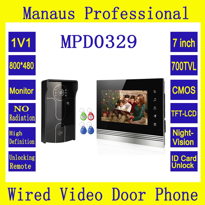 New Video Door Phone DoorBell Intercom System 7" LCD
