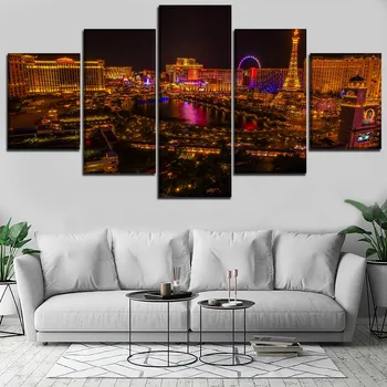 

Modular Canvas Prints Pictures Wall Art 5 Pieces Landscape City Las Vegas Paintings Home Decor Poster Framework Modern Artwork